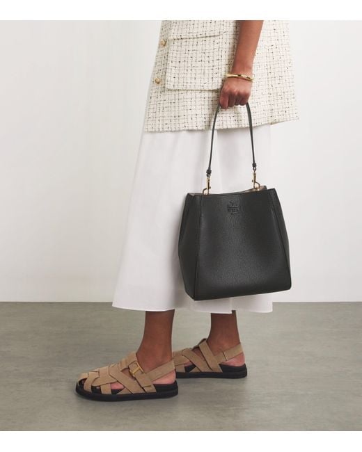 Tory Burch Black Small Leather Mcgraw Bucket Bag