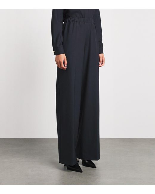 Fabiana Filippi Blue Merino-Blend Beaded Trousers