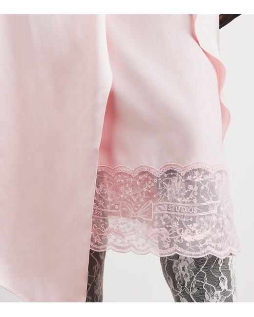 Acne Pink Satin Layered Midi Dress
