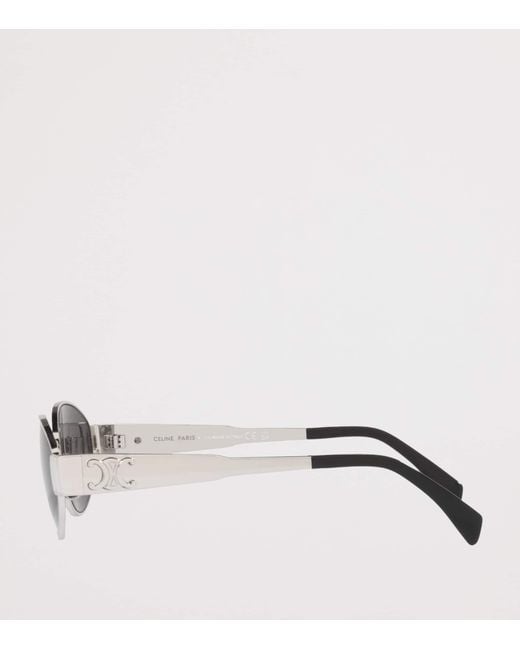 Céline Gray Metal Triomphe Oval Sunglasses
