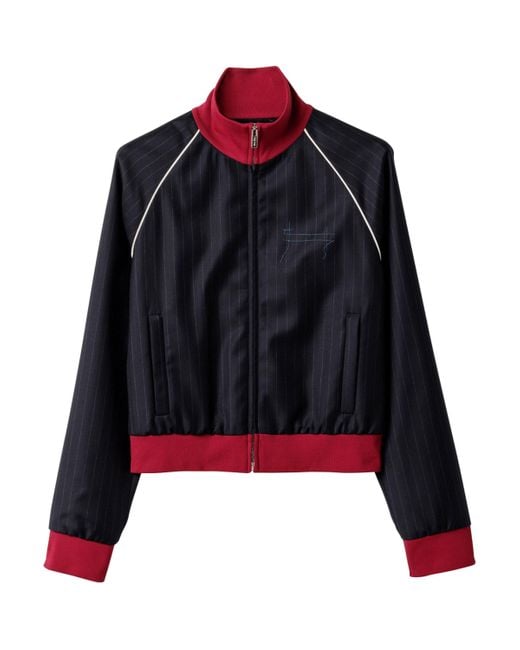 Miu Miu Black Wool Pinstripe Bomber Jacket
