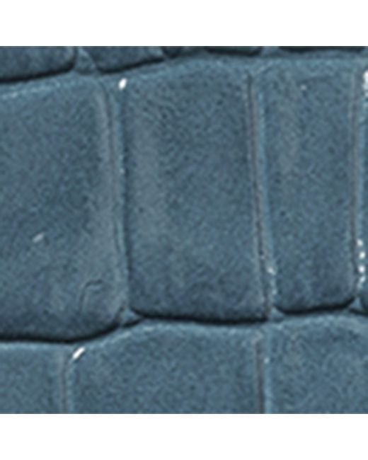 Aspinal Blue Leather Croc-Embossed Passport Cover for men