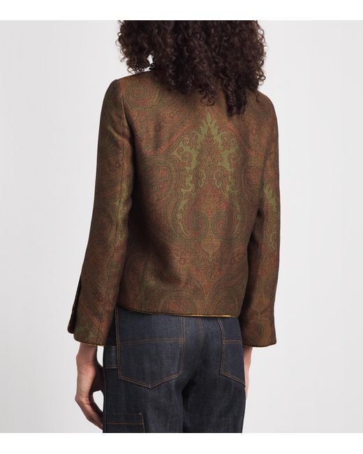 Etro Brown Paisley Cropped Jacket