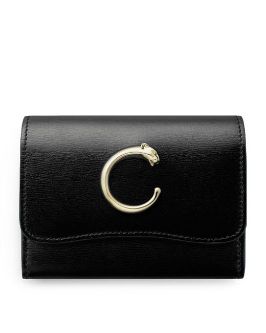 Cartier Black Leather Panthère De Wallet