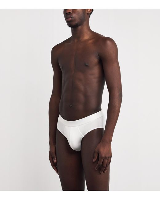 Sunspel White Tencel-Blend Stretch Briefs for men