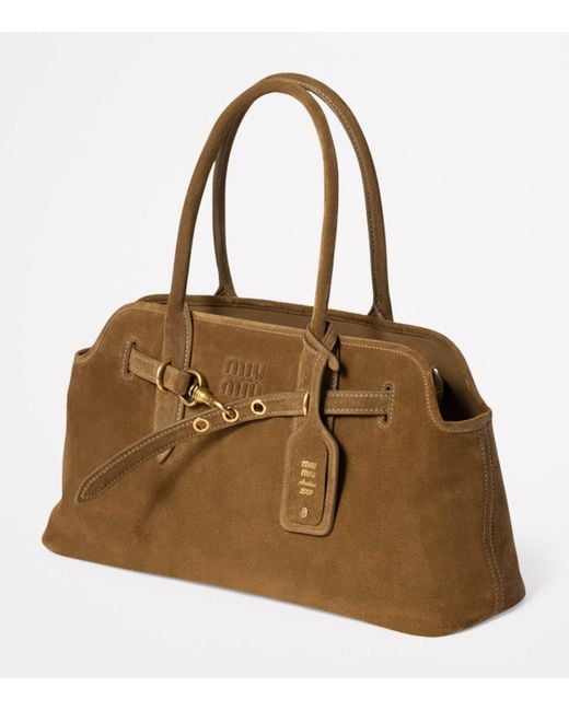 Miu Miu Brown Suede Aventure Top-Handle Bag