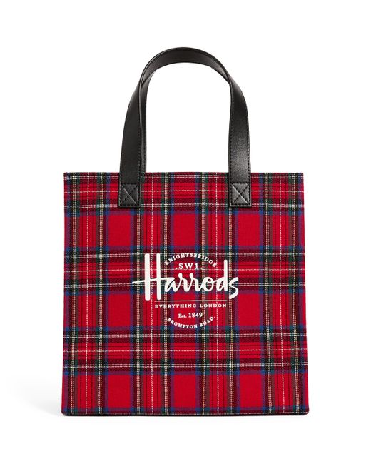 Harrods Red Small Southbank Royal Stewart Tote Bag