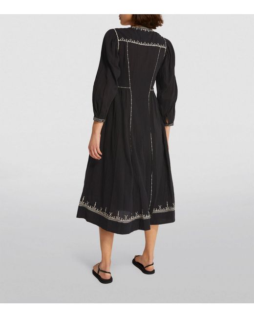 Isabel Marant Black Embroidered Pippa Midi Dress