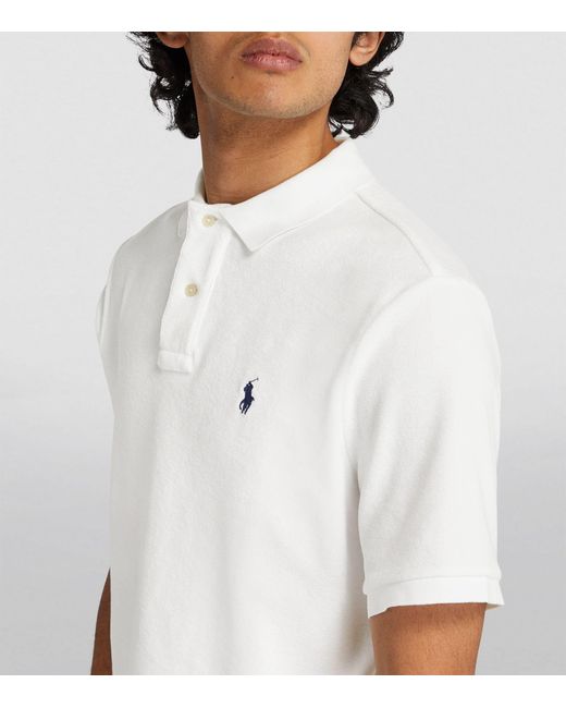 Polo Ralph Lauren White Terry Towelling Polo Shirt for men