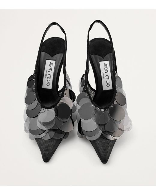 Jimmy Choo Black Isa 95 Mesh Slingback Pumps
