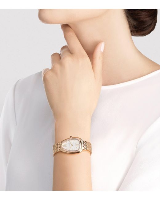 BVLGARI Metallic And Diamond Serpenti Seduttori Watch 33Mm