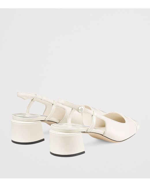 Jimmy Choo White Elisa 45 Leather Slingback Pumps