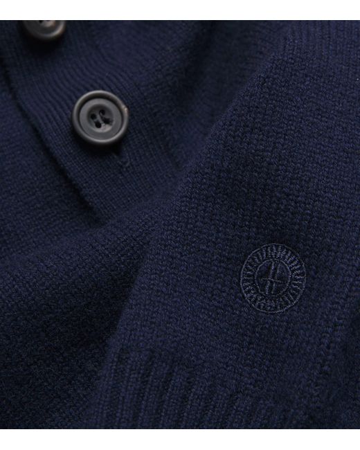 Harrods Blue Cashmere Button-Down Sweater for men