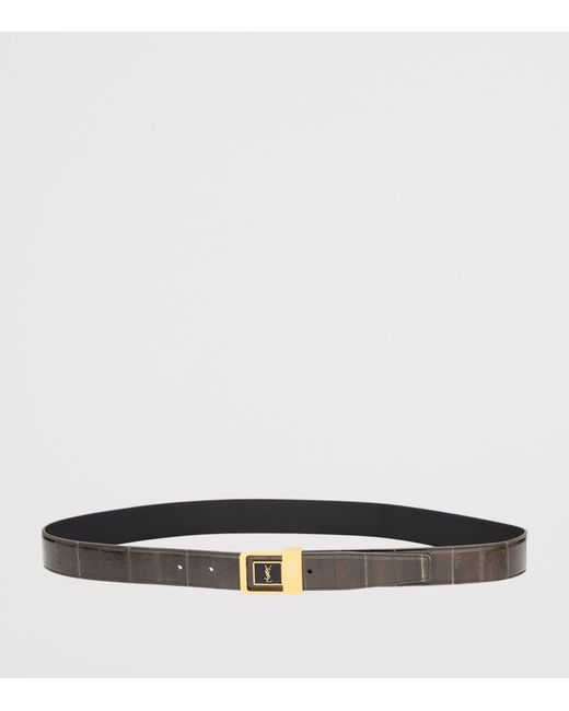 Saint Laurent White Leather Logo Belt for men