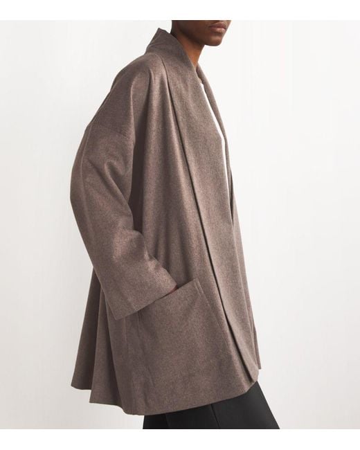 Eskandar Brown Cashmere A-Line Shawl Coat