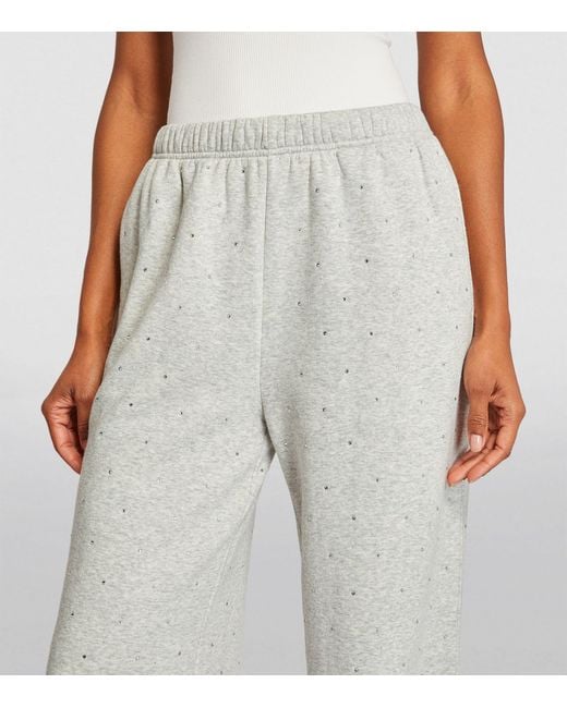 GOOD AMERICAN Crystal embellished Wide leg Sweatpants in Grey Lyst UK