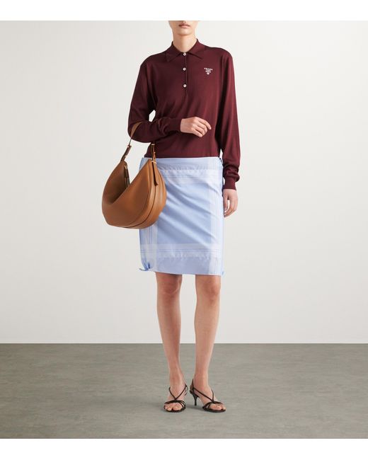 Prada Purple Silk Long-Sleeve Polo Shirt