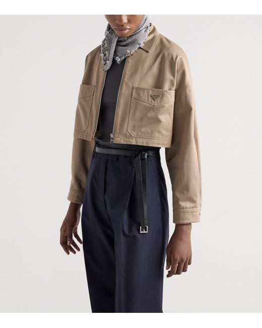 Prada Natural Cotton Cropped Blouson Jacket