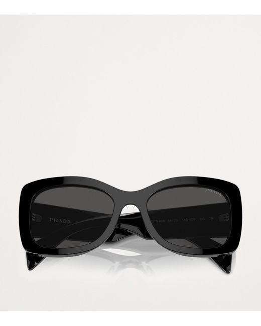 Prada Black Acetate Geometric Sunglasses
