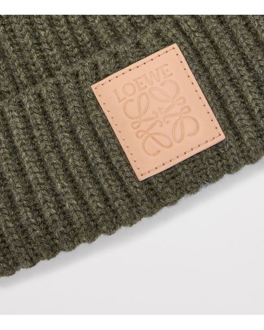 Loewe Green Cashmere Logo Beanie