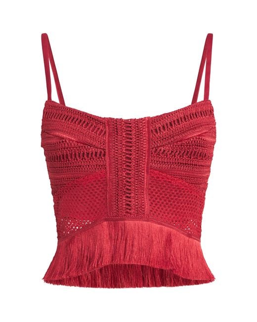 PATBO Red Fringed Radiant Crop Top