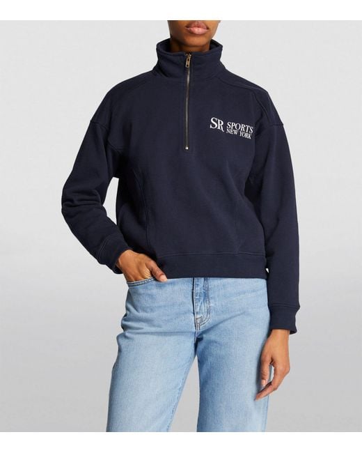 Sporty & Rich Blue Oversized Jfk Quarter-zip Sweatshirt