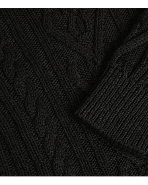 High Sport Black Cotton Aran Sweater