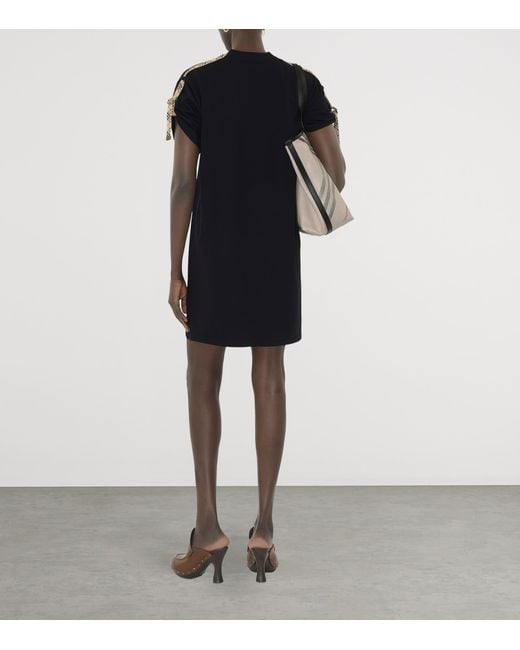 Burberry Black Cotton Check-Trim Mini Dress