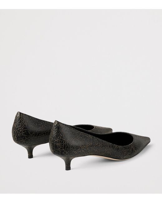 Jimmy Choo Black Amelia 35 Crackled Leather Pumps