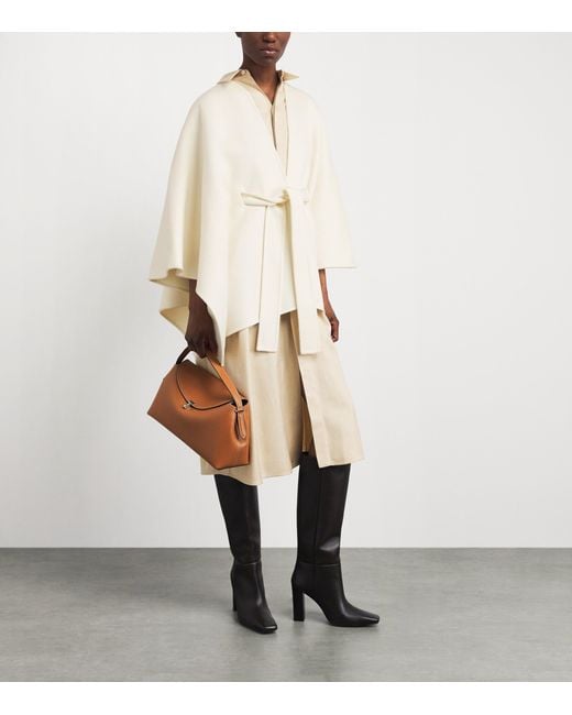 Colombo White Cashmere Belted Cape