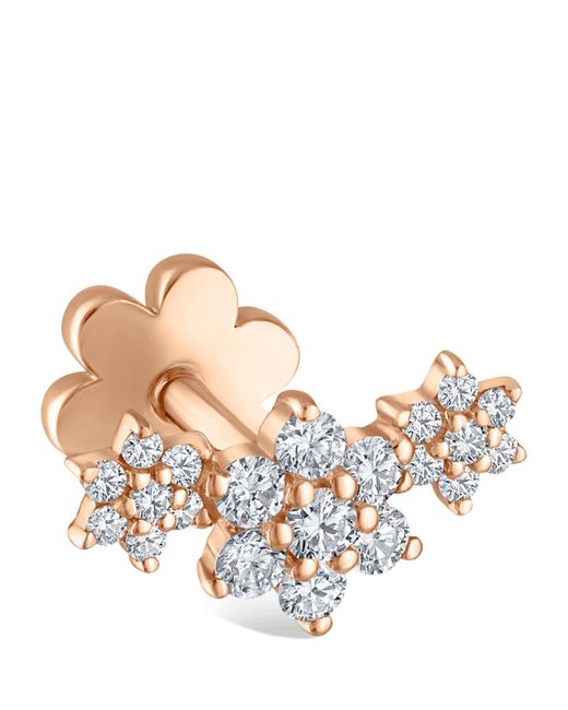 Maria Tash Metallic Three Flower Garland Diamond Threaded Stud Earring
