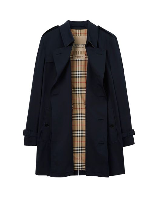 Burberry Blue Short Kensington Heritage Trench Coat for men