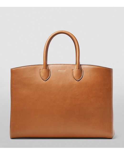 Aspinal Brown Leather Madison Tote Bag