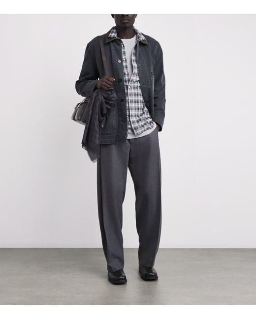 Officine Generale Blue Cotton Corduroy-Collar Carlito Jacket for men