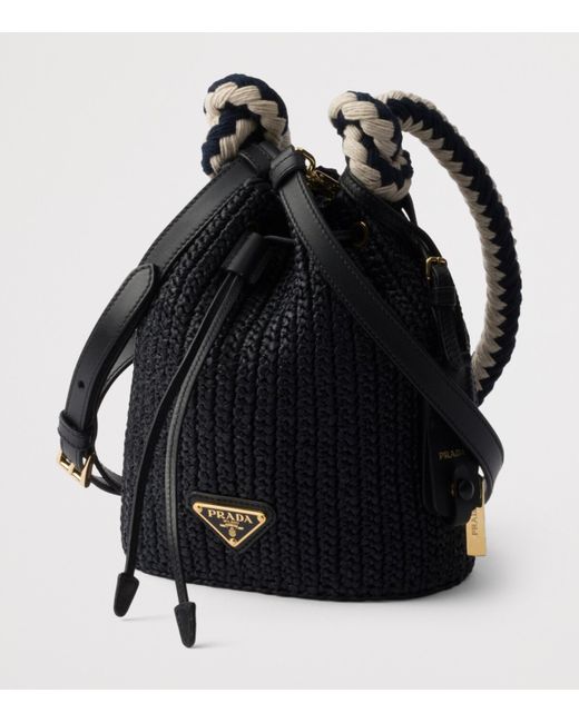 Prada Black Mini Crochet Bucket Bag