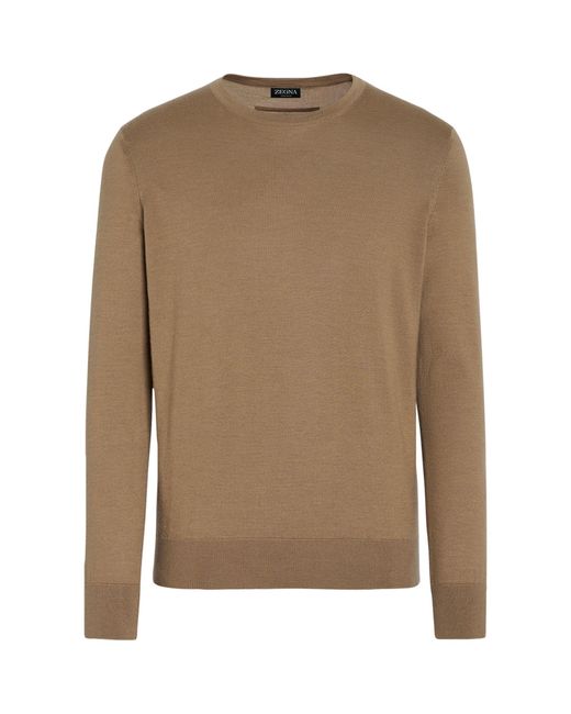 Zegna Brown Cashmere-silk Sweater for men