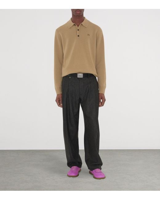 Burberry Natural Long-Sleeve Polo Shirt for men