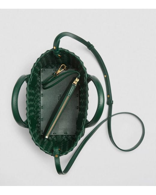 Bottega Veneta Green Mini Leather Cabat Top-Handle Bag