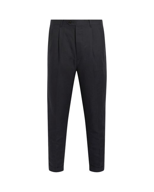 AllSaints Black Linen-organic Cotton Cross Taillis Trousers for men