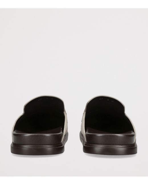 Ferragamo White Suede Santiago Mules for men