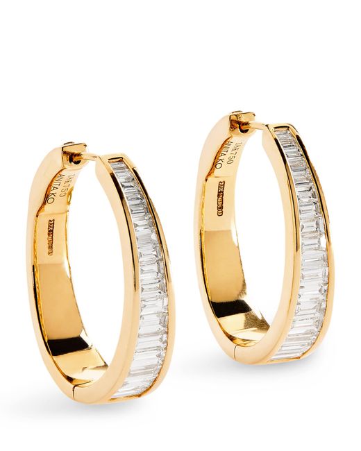 Anita Ko Metallic And Diamond Meryl Hoop Earrings
