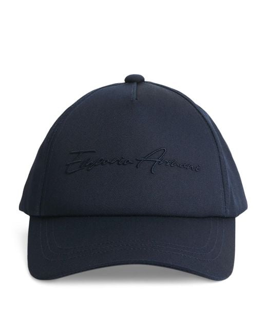 Emporio Armani Blue Script Logo Baseball Cap for men