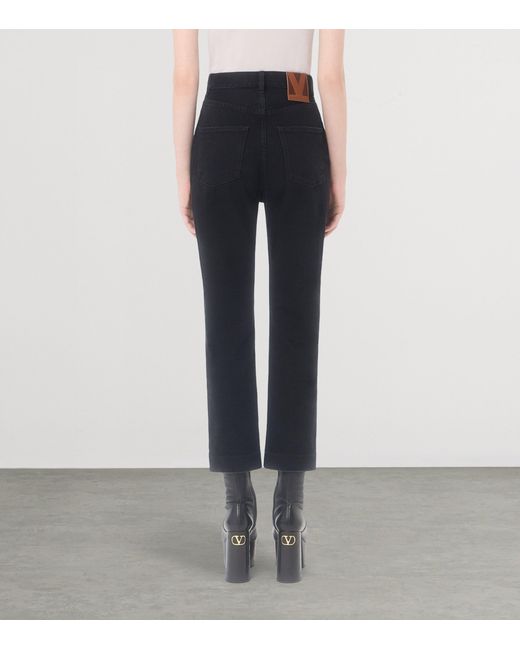 Valentino Blue Stretch-Denim Cropped Straight Jeans
