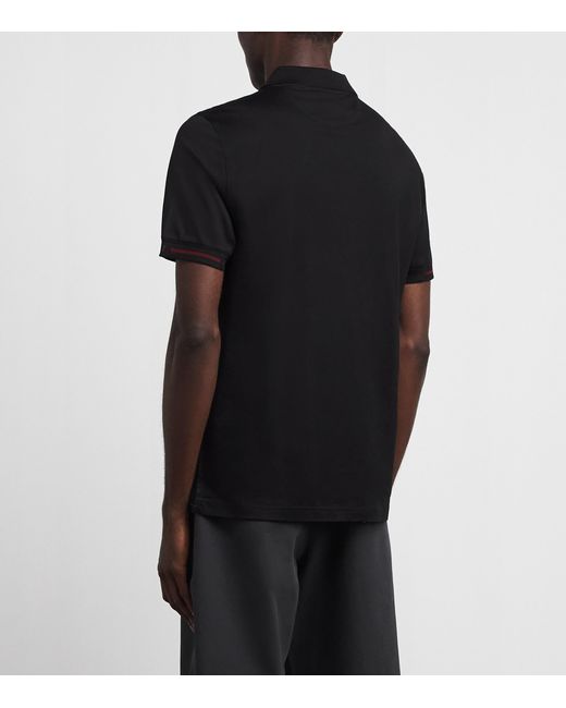 Pal Zileri Black Cotton Zip-Up Polo Shirt for men