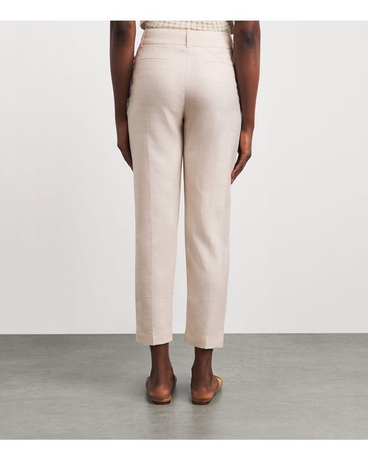 Eleventy Gray Wool-Silk-Linen Tailored Trousers