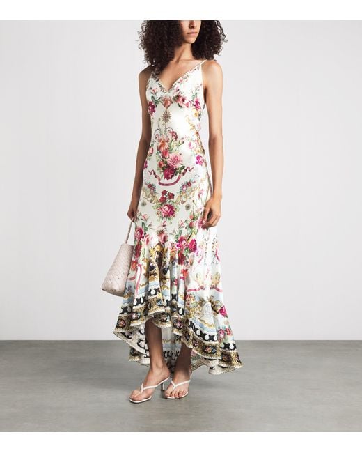 Camilla White Silk Printed Slip Dress