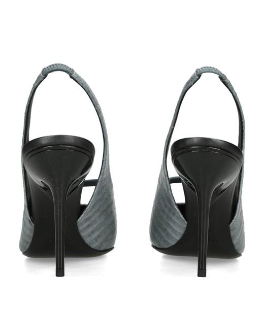 Alaïa Gray Leather Croc-Effect Drop Slingback Pumps 90