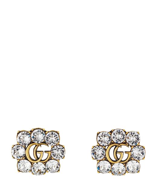 Gucci Metallic Faux Crystal Double G Clip-on Earrings