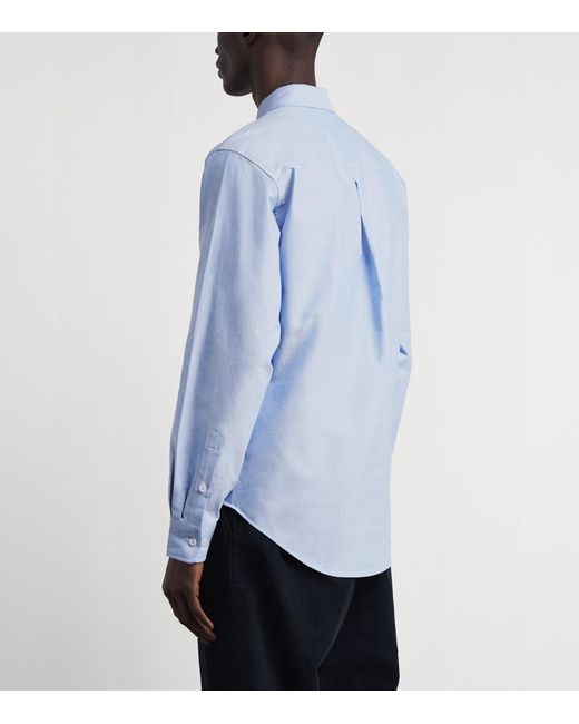 Emporio Armani Blue Cotton Logo Button-Up Shirt for men