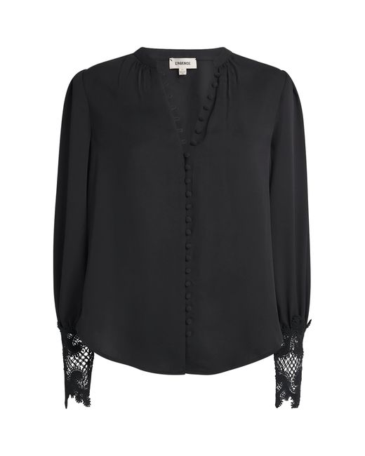 L'Agence Black Lace Trim Ava Blouse